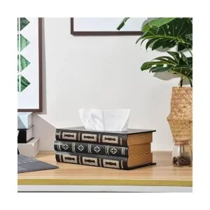 Funda de caja de pañuelos rectangular de madera retro_4