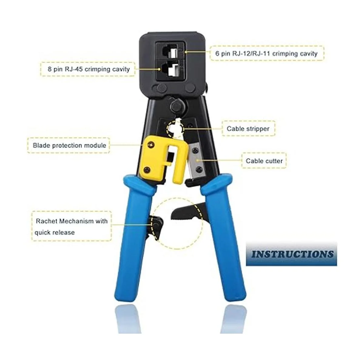 Delgada Kit de herramientas de crimpado de paso RJ45_2