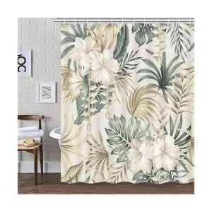 Cortina de ducha de flores tropicales para baño juego de_3