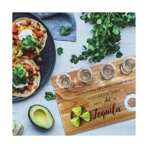 Bandeja para servir vasos de chupito con borde de sal_6