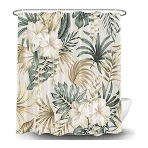 Cortina de ducha de flores tropicales para baño juego de_1