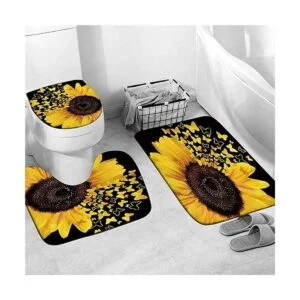 Juego de 4 cortinas de ducha con alfombras juego de baño_4