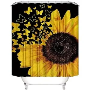 Juego de 4 cortinas de ducha con alfombras juego de baño_3