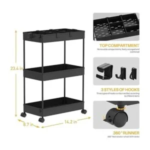 Carrito de almacenamiento delgado organizador de_3