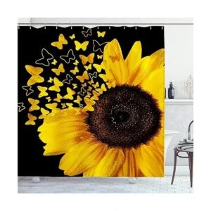 Juego de 4 cortinas de ducha con alfombras juego de baño_2