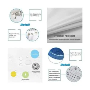 Juego de 4 cortinas de ducha con alfombras juego de baño_6