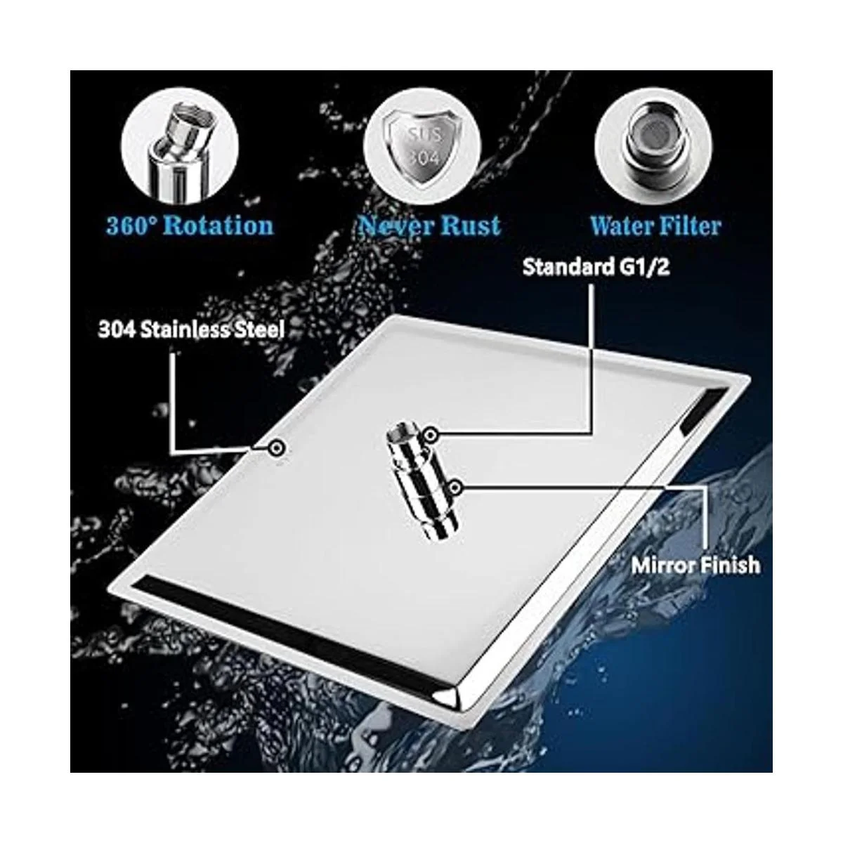 Voolan Cabezal de ducha de lluvia cabezal de ducha de_2