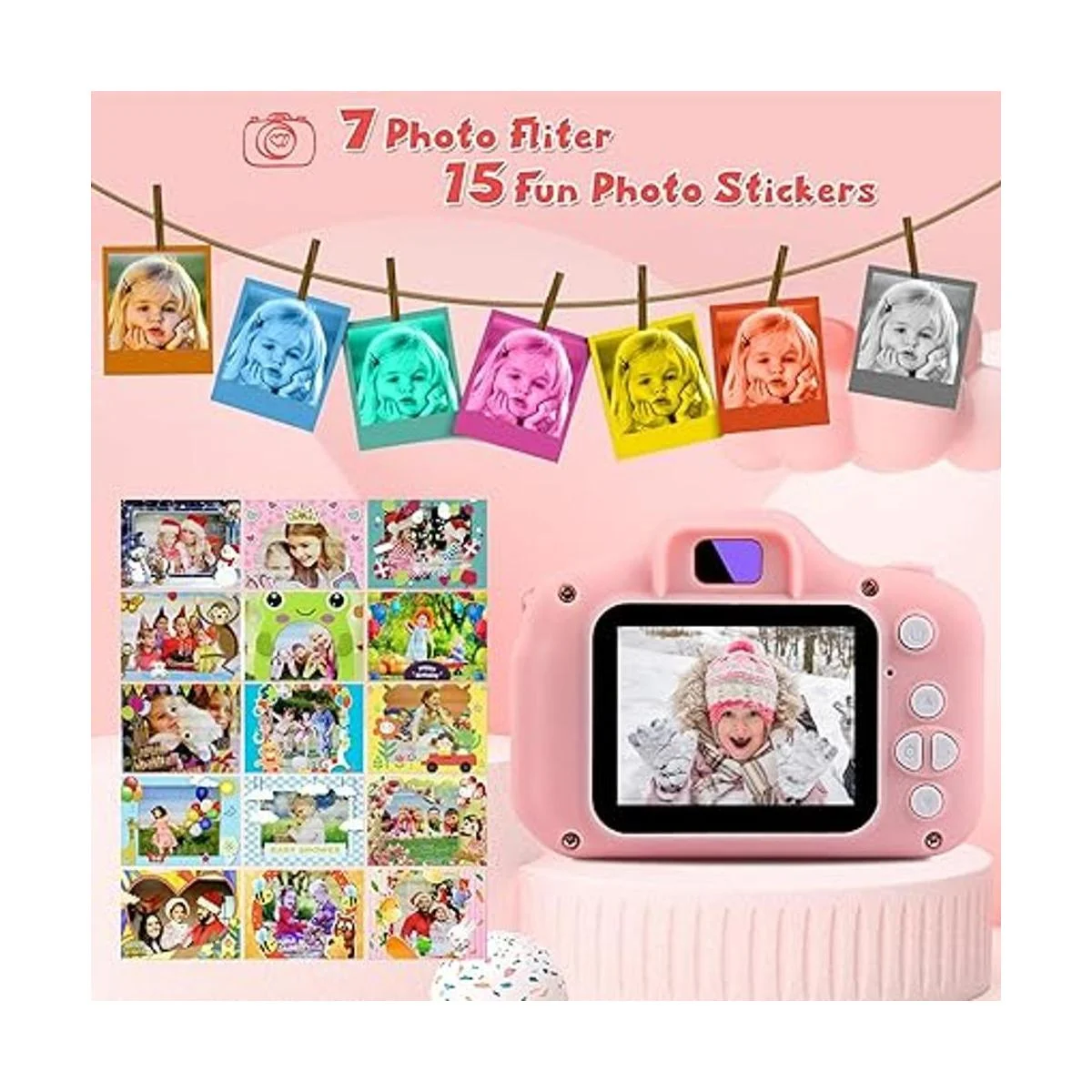 Nidoot Cámara digital para niños cámara para niños con_3