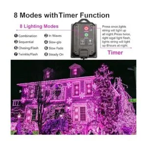 Guirnalda de luces solares para exteriores color rosa_4