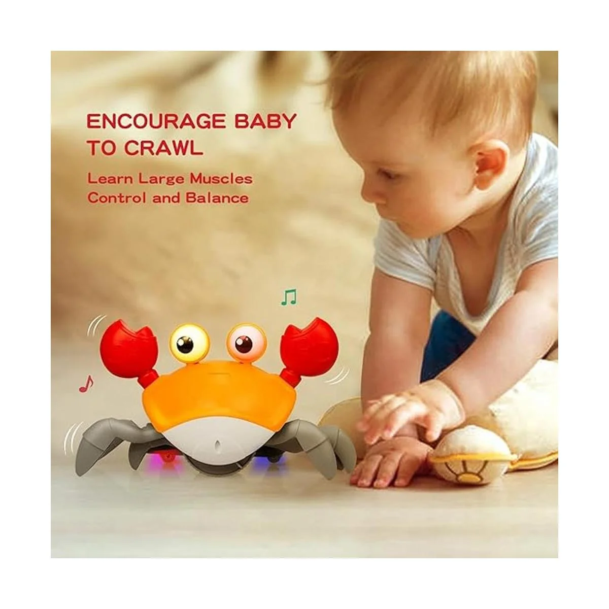 DZHJKIO Juguete de bebé de cangrejo gateante con música y_4