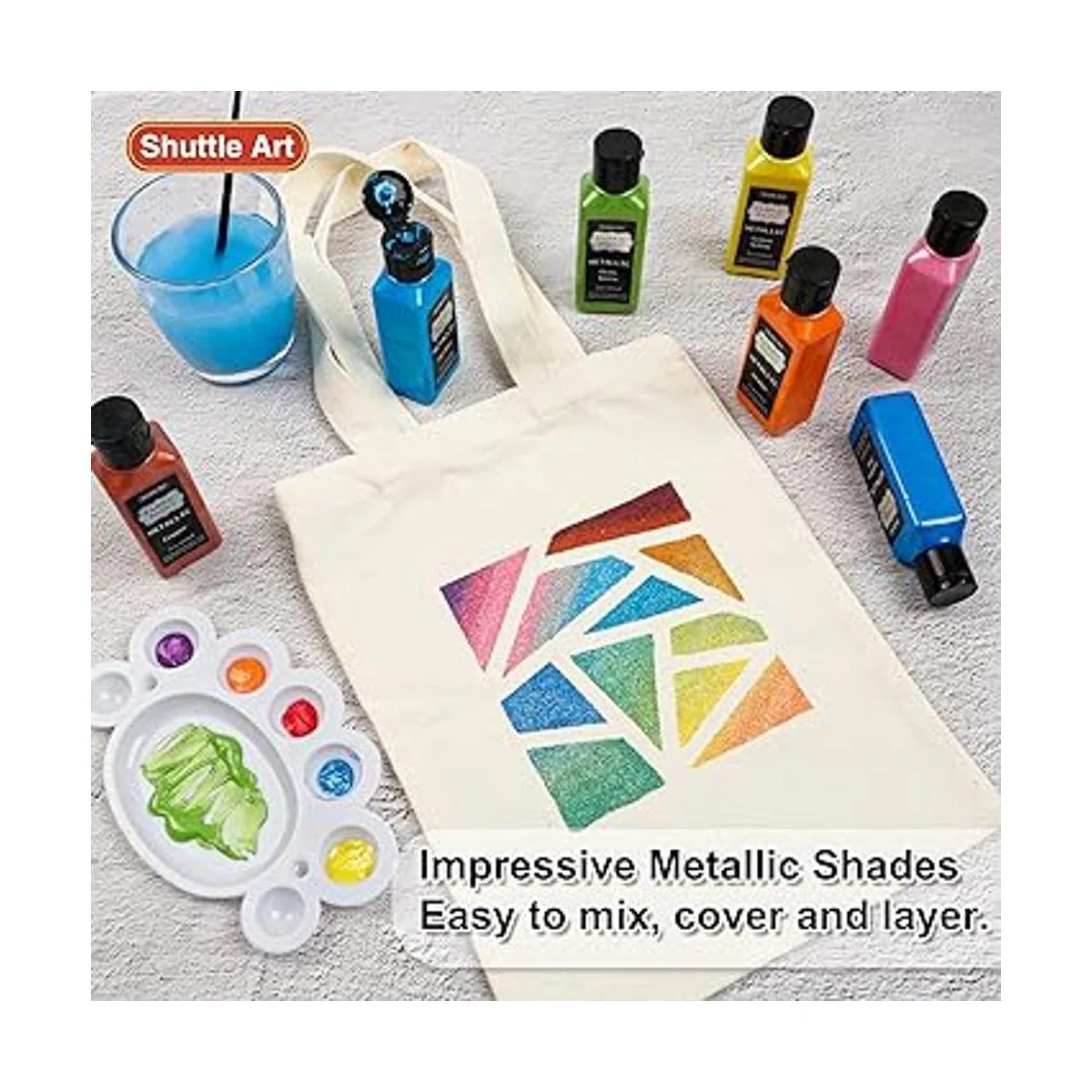 Pintura de tela metálica Shuttle Art de 18 colores_4