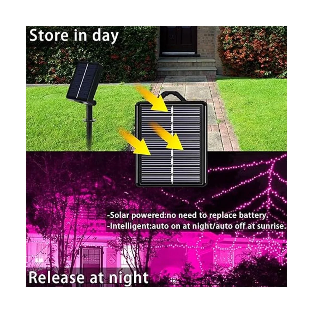 Guirnalda de luces solares para exteriores color rosa_2