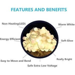 RaThun Cadena de luces LED con forma de esfera._4