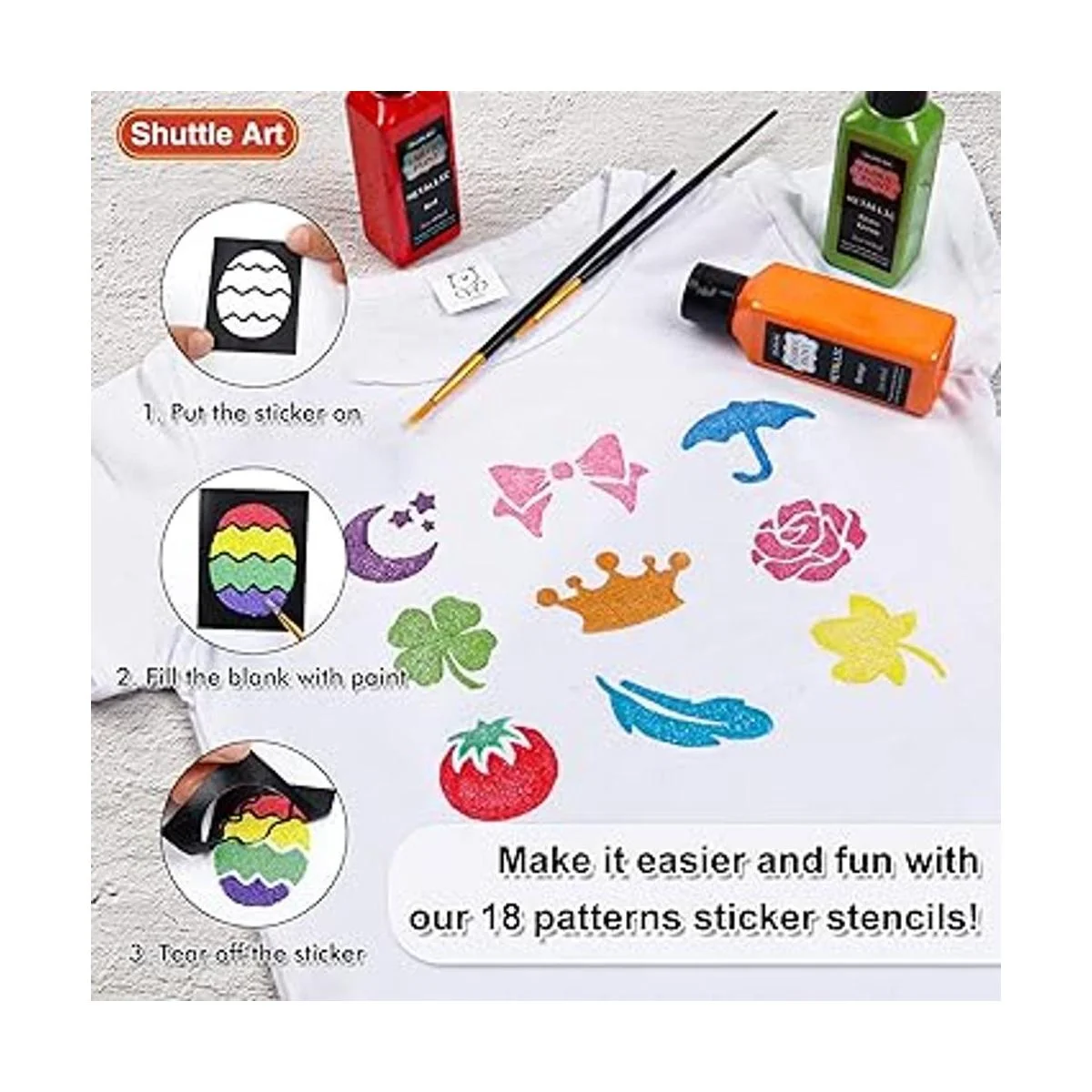 Pintura de tela metálica Shuttle Art de 18 colores_5