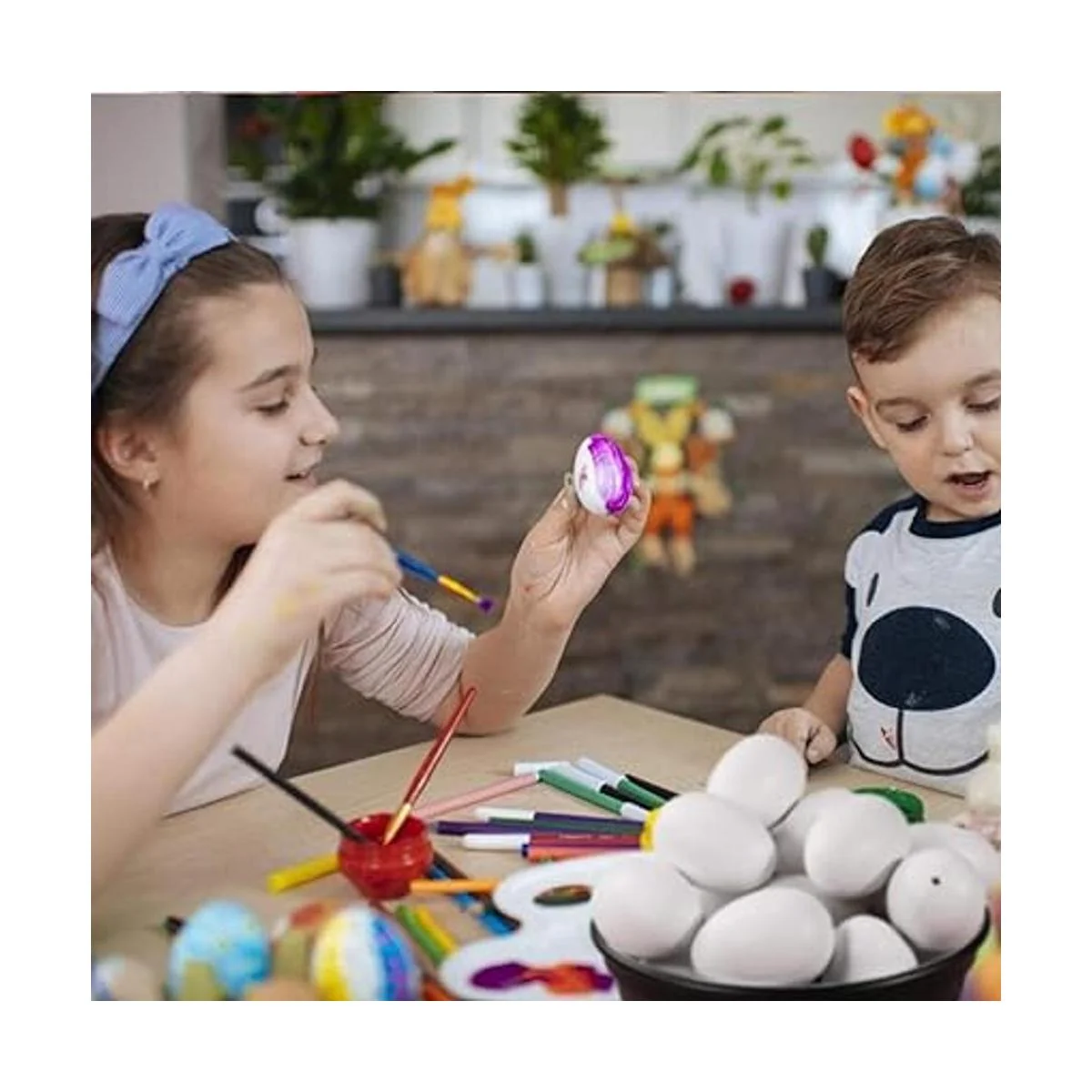 Fun 50 adornos de huevos de Pascua blancos en blanco_6