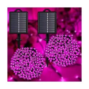 Guirnalda de luces solares para exteriores color rosa_1