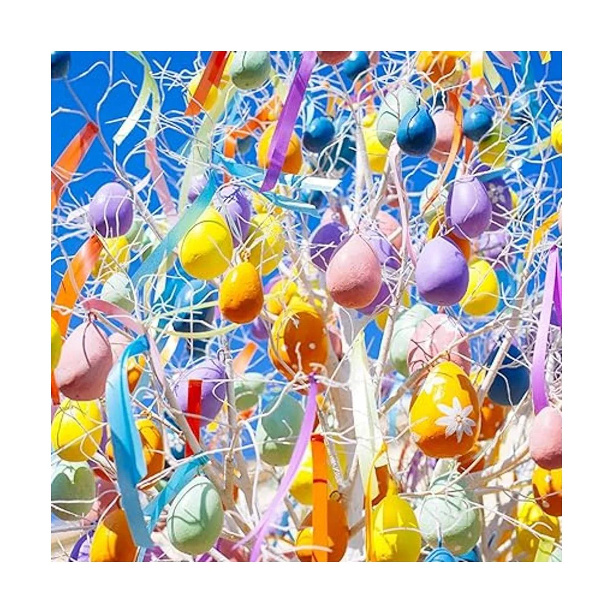 Fun 50 adornos de huevos de Pascua blancos en blanco_4