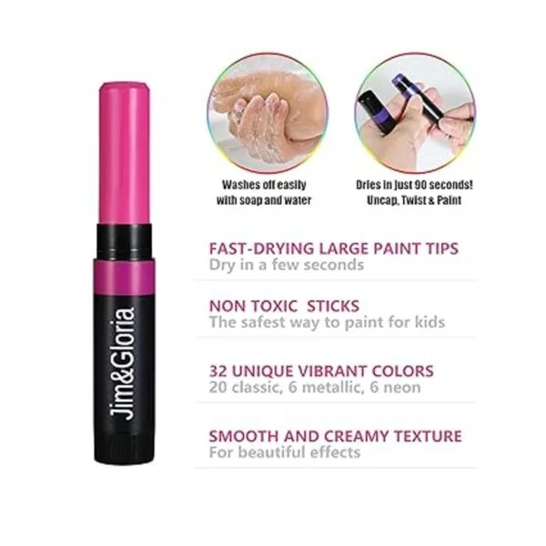 JimGloria Pintura facial de 32 colores con neón metálico_3