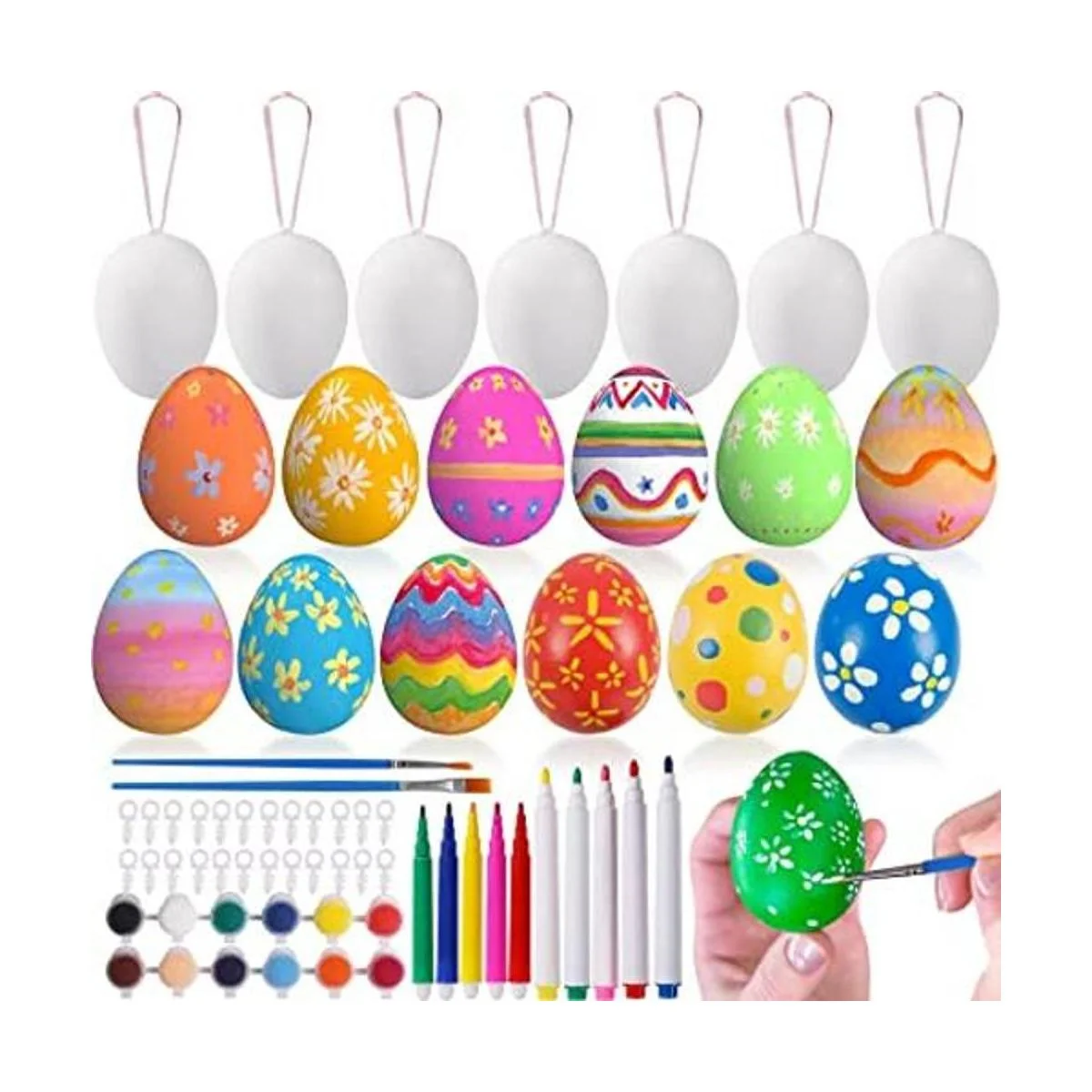 Fun 50 adornos de huevos de Pascua blancos en blanco_1