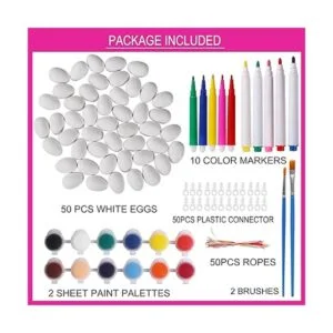 Fun 50 adornos de huevos de Pascua blancos en blanco_2