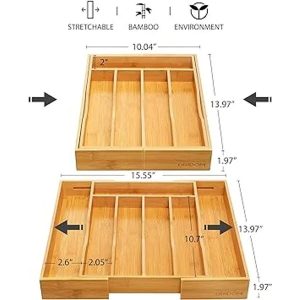 ORIDOM Organizador de cajones de cocina de bambú_2