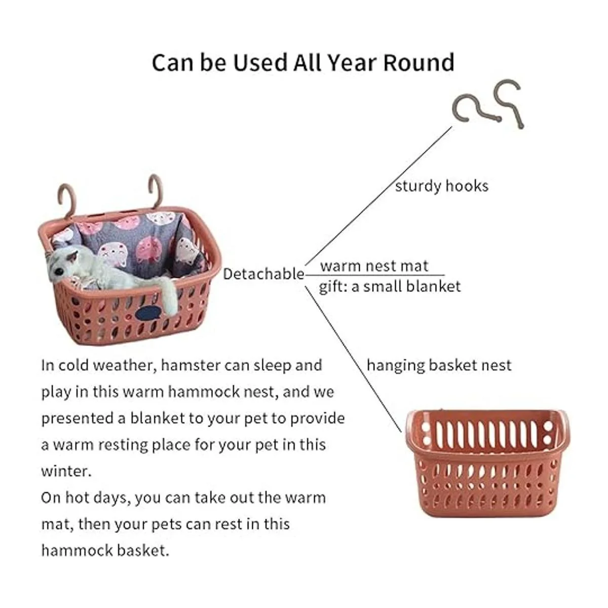 JWShang Cama para ratas hamaca para ratas cama cálida_4