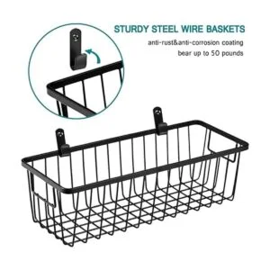 Canasta de alambre de metal para casa de campo con soporte_3