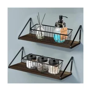 Canasta de alambre de metal para casa de campo con soporte_7