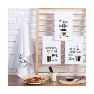 Vansolinne Juego de 4 toallas de cocina para café_5