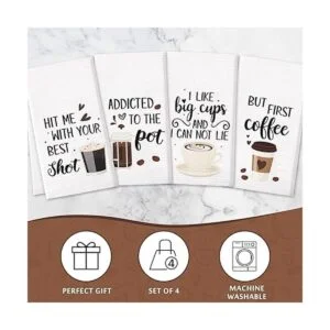 Vansolinne Juego de 4 toallas de cocina para café_4