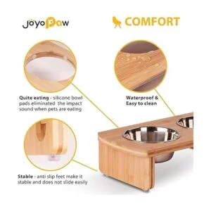 Cuencos elevados para perros cuenco elevado de bambú para_3