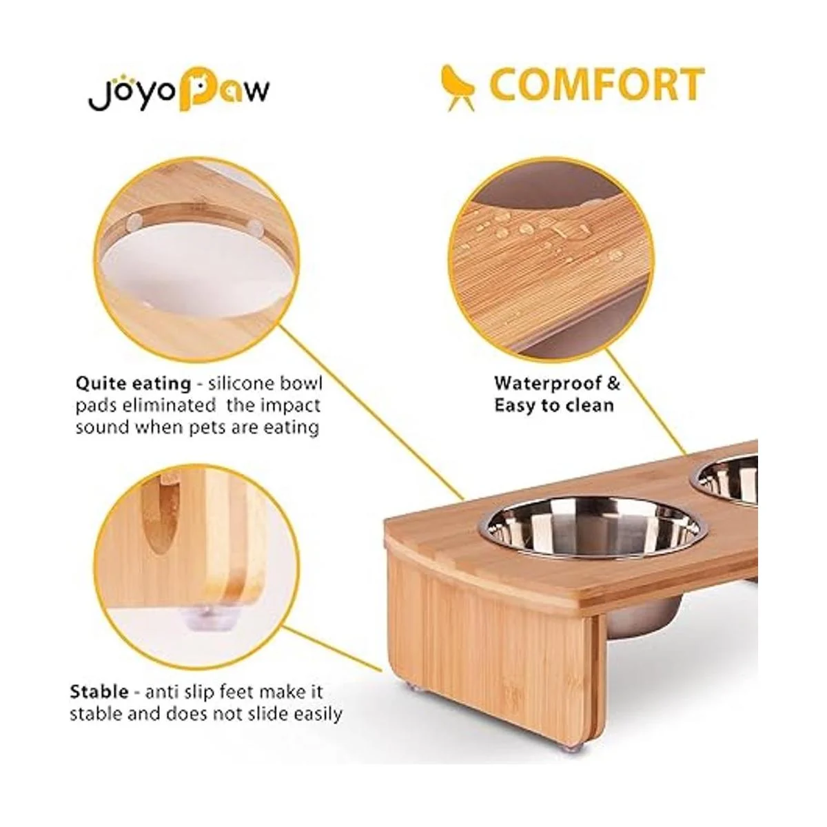 Cuencos elevados para perros cuenco elevado de bambú para_3