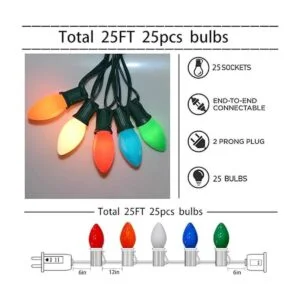 Doratale Luces de Navidad C9 de 25 pies multicolor para_2