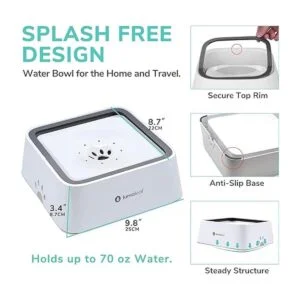 LumoLeaf Cuenco de agua para perros de 70 onzas sin_4