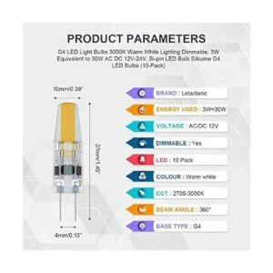 Letaclanic Bombillas LED G4 de 3000 K de iluminación_2