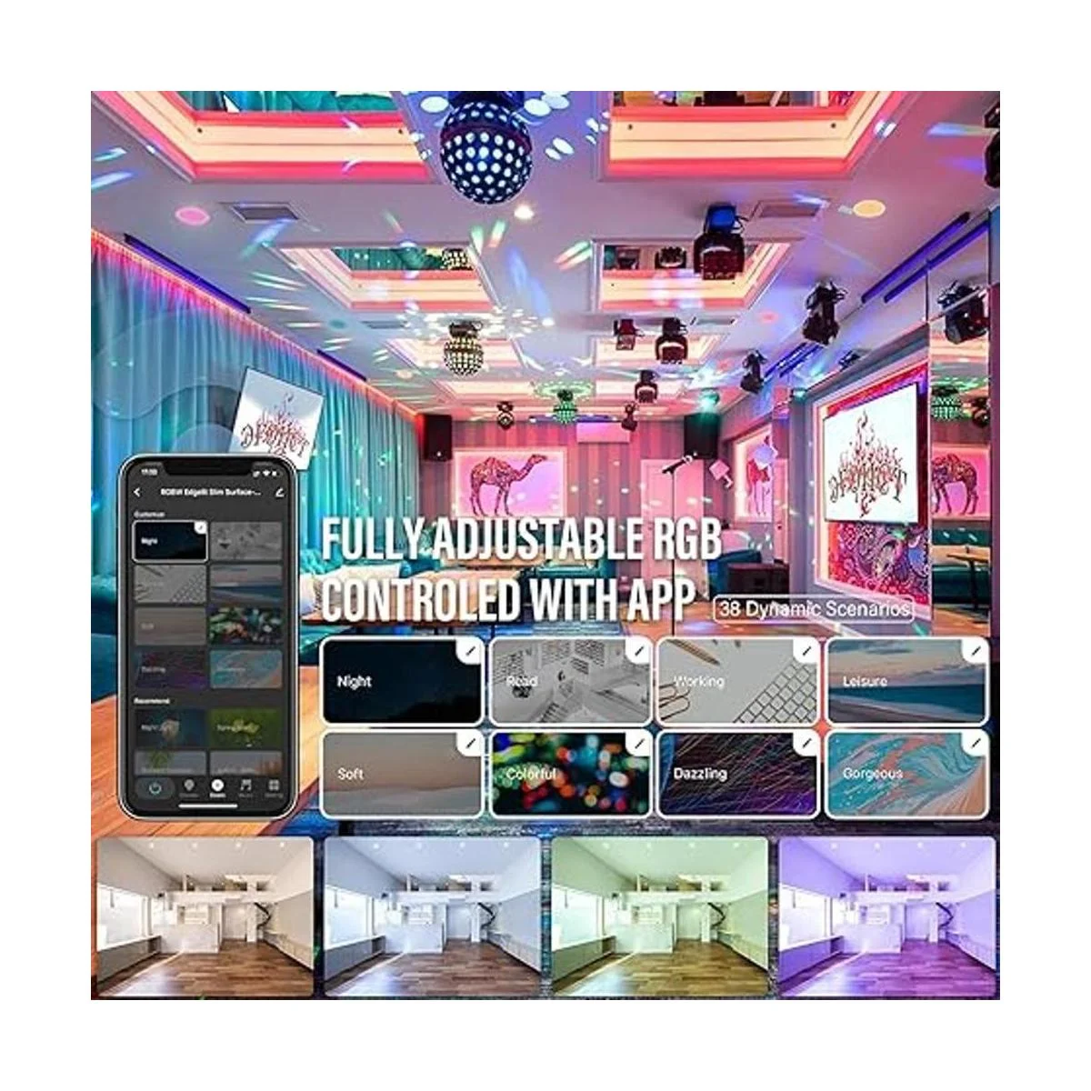 JULLISON Luz LED inteligente inteligente de 4 pulgadas_3