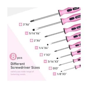 FASTPRO Juego de destornilladores magnéticos rosados de 12_2