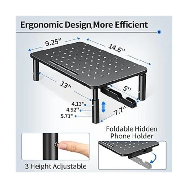 Zimilar Paquete de 2 soportes elevadores para monitor de 3_4