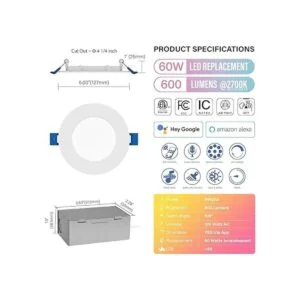 JULLISON Luz LED inteligente inteligente de 4 pulgadas_2