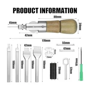 Juego de 10 punzones de costura de cuero punzón de_2