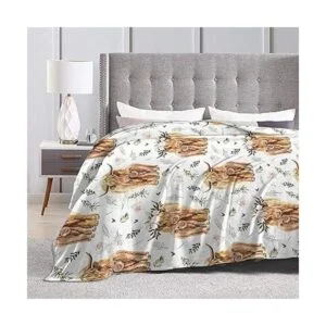 Manta y mantas con estampado de vaca de las tierras altas_5