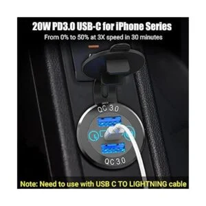 Paquete de 2 salidas USB C de 12 V Qidoe de metal de_3