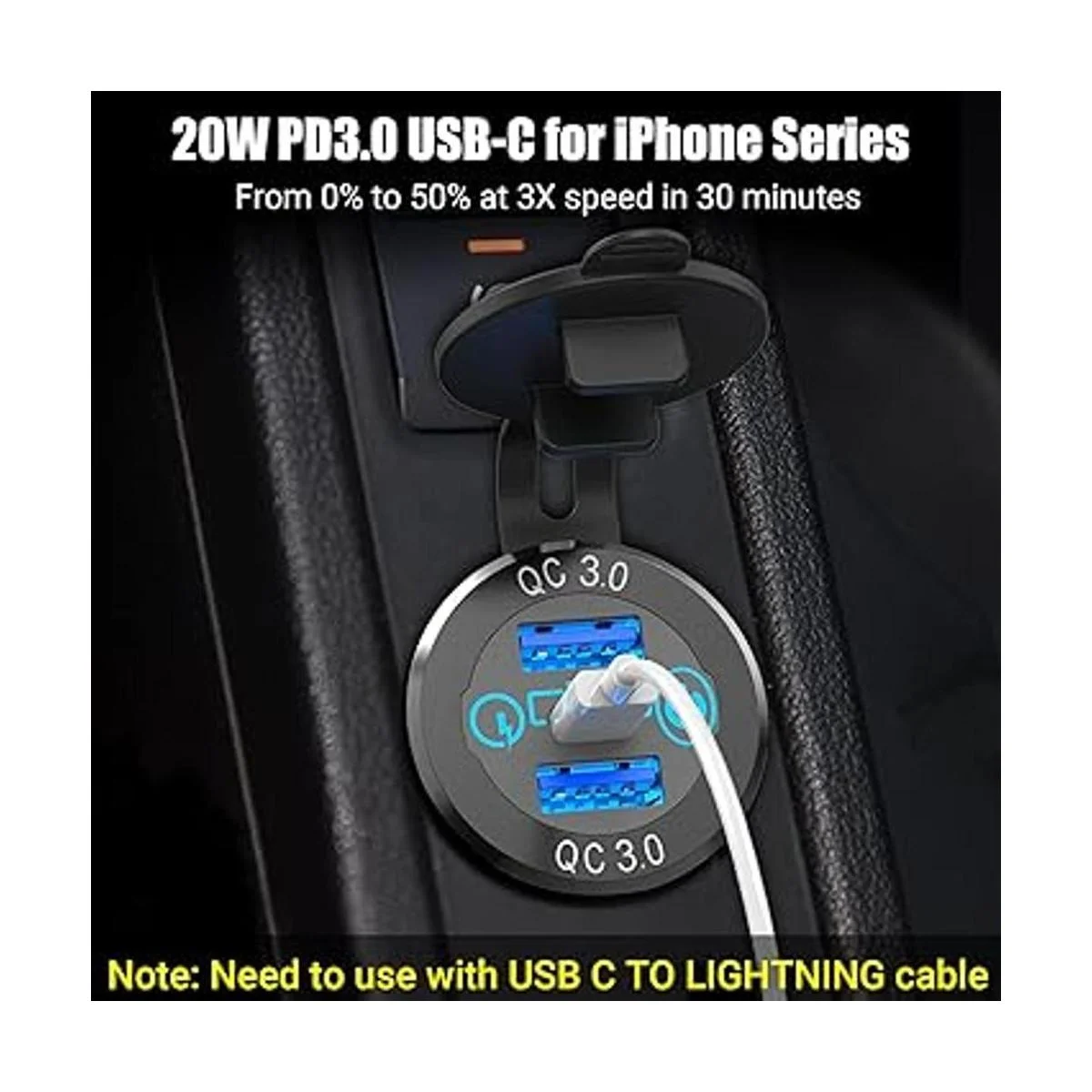 Paquete de 2 salidas USB C de 12 V Qidoe de metal de_3