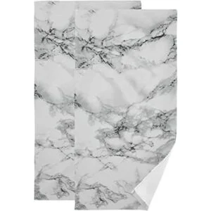 2 toallas de mano de mármol con estampado de mármol blanco_1
