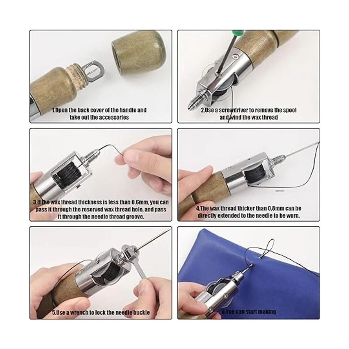 Juego de 10 punzones de costura de cuero punzón de_4