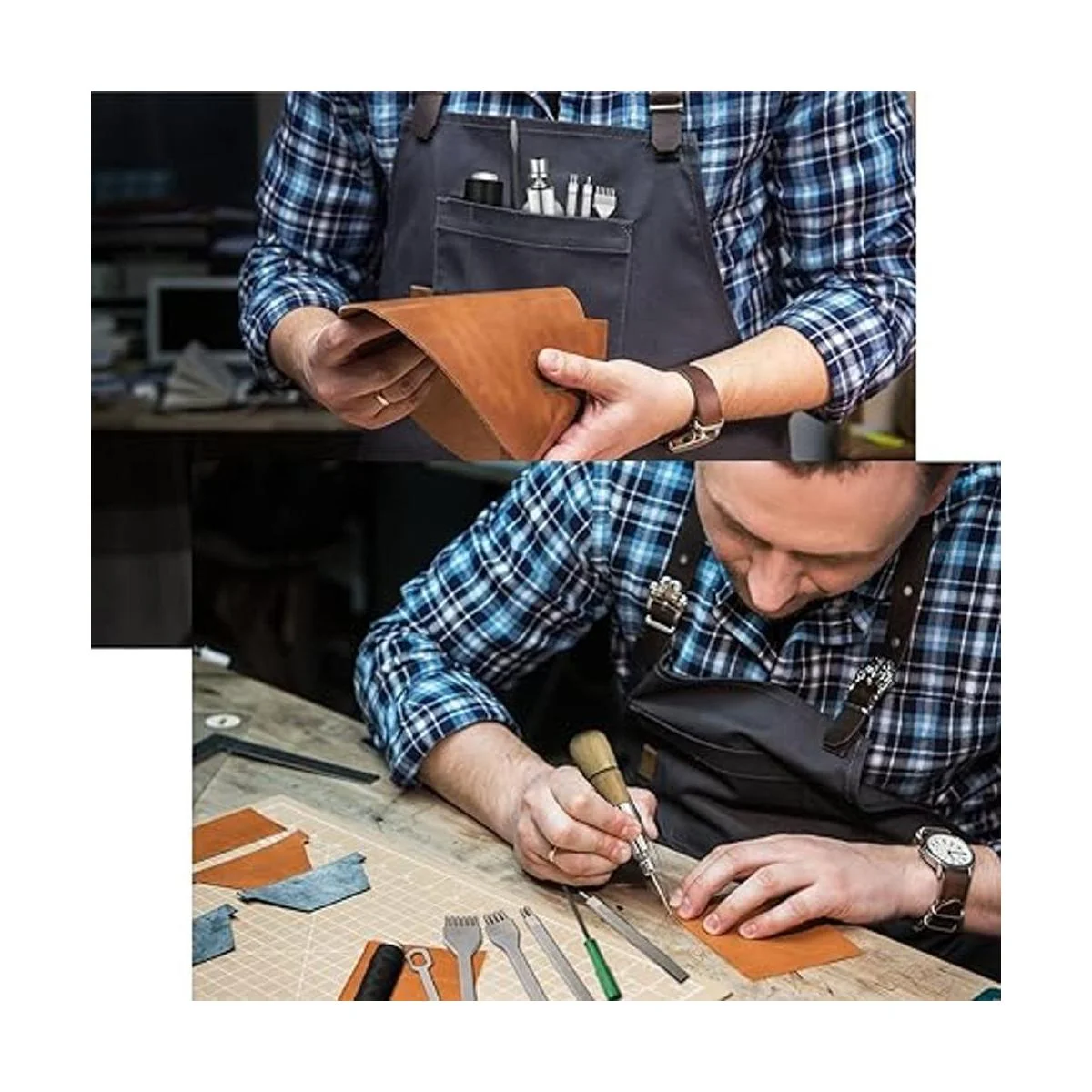 Juego de 10 punzones de costura de cuero punzón de_7