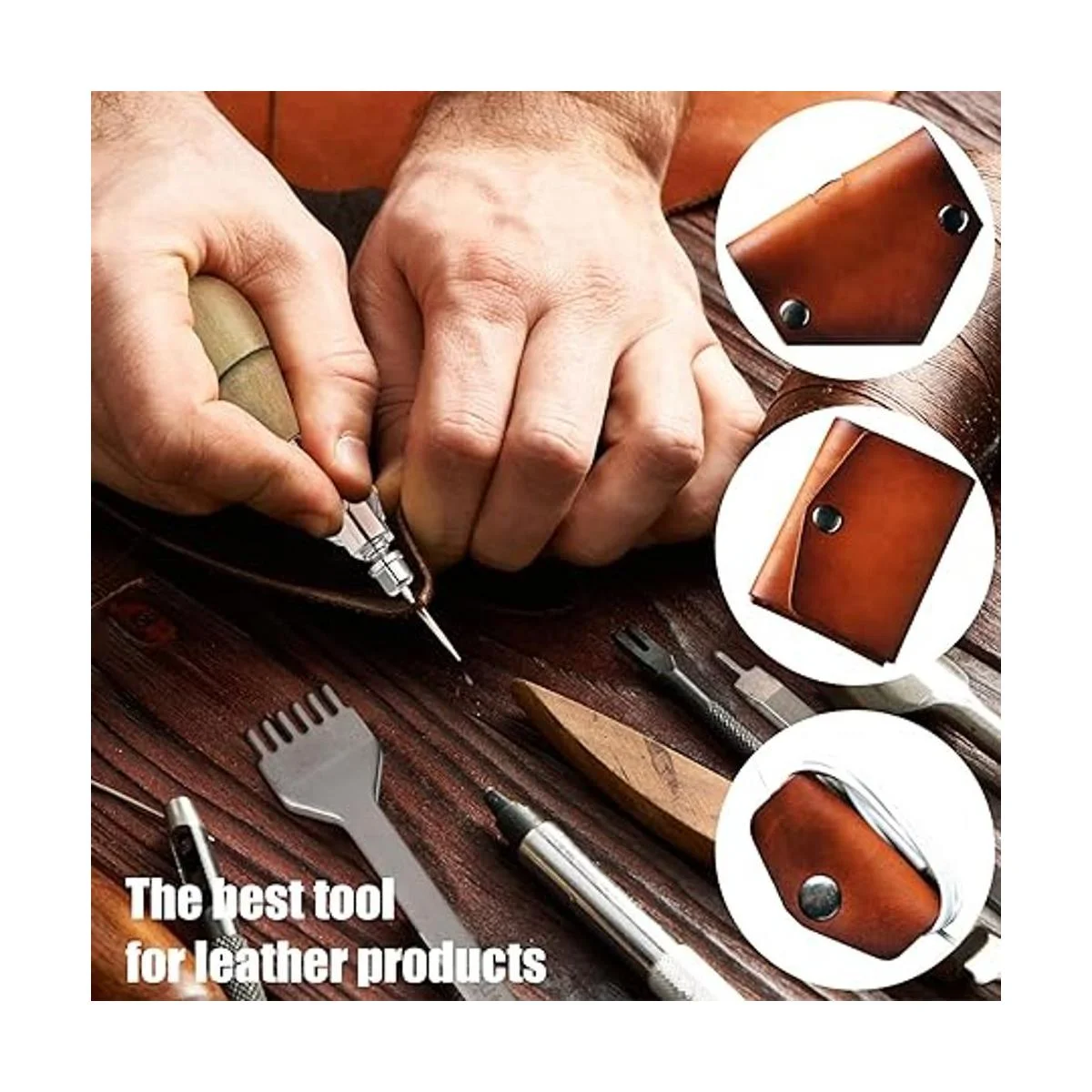 Juego de 10 punzones de costura de cuero punzón de_6