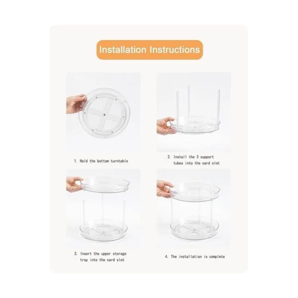 Roninkier Tocadiscos transparentes LazySusan de 2 niveles_6