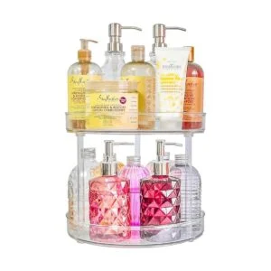 Roninkier Tocadiscos transparentes LazySusan de 2 niveles_1