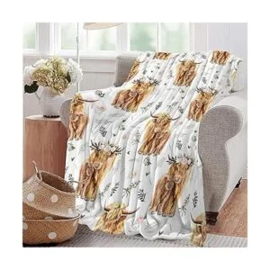 Manta y mantas con estampado de vaca de las tierras altas_2